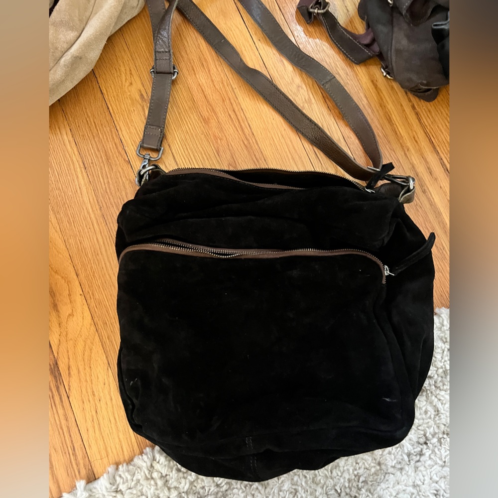 We The Free Black Suede Harris Hobo Shoulder Bag